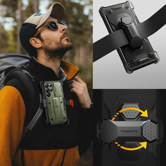 Rugged Case for Samsung Galaxy S25 Ultra – Tongate MECH Series Belt Clip, green