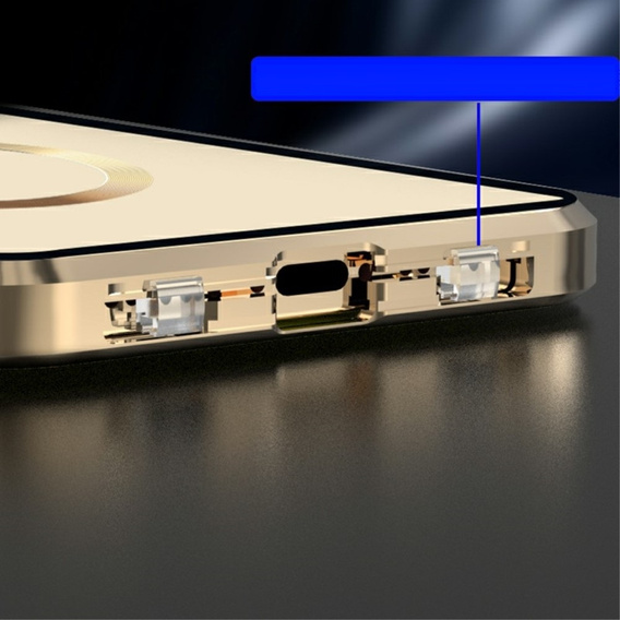 Magnetic Dual Glass MagSafe case for iPhone 15 Pro Max, gold