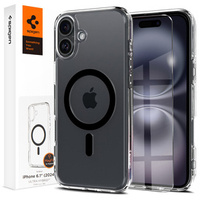Spigen MagSafe Case for iPhone 16, Ultra Hybrid, transparent / black + 9H Tempered Glass