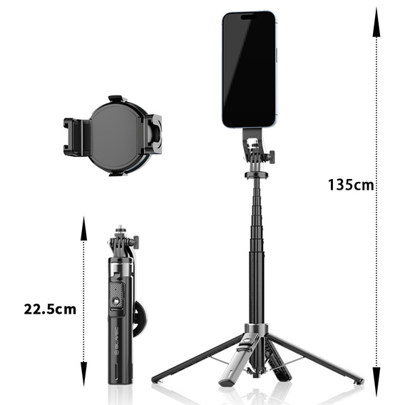 Blavec Fusion P06 - aluminium selfie stick with MagSafe, tripod and remote control