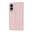 Flip case for Samsung Galaxy S25 Edge, Rhombus Crossbody Leather, pink rose gold