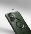 Armored case for Samsung Galaxy S25+ Plus, Dexnor CamProtect MagSafe, green (Two frames)