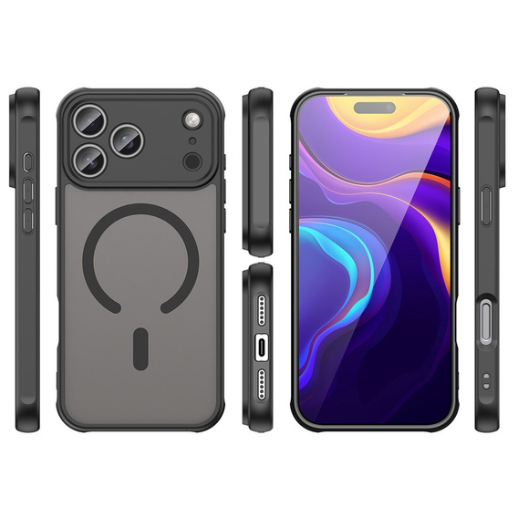 Matte case for iPhone 17 Pro Max, for MagSafe, with camera protection, black