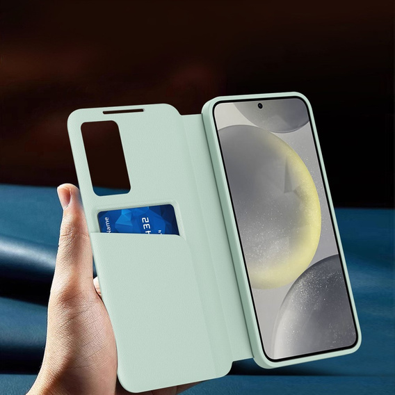 Flip case for Samsung Galaxy S25+ Plus, Smart View Wallet, green
