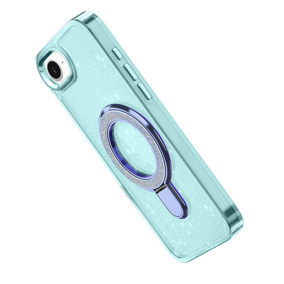 Case for iPhone 16e, Glittery Magnetic Kickstand, blue