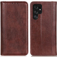 Case for Samsung Galaxy S23 Ultra, Wallet Litchi Leather, brown