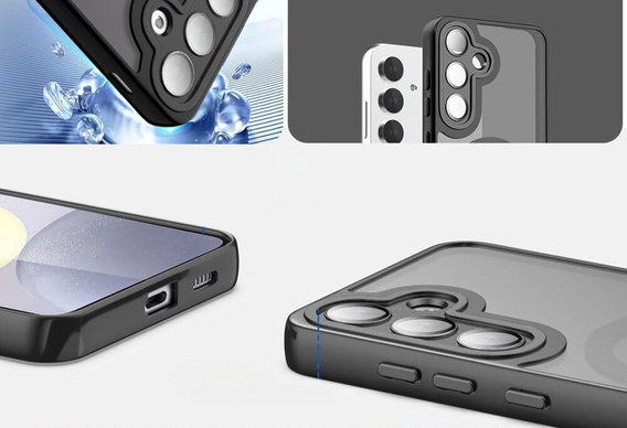 Case for Samsung Galaxy S22, for MagSafe, ERBORD Matt Case, black + Screen Glass