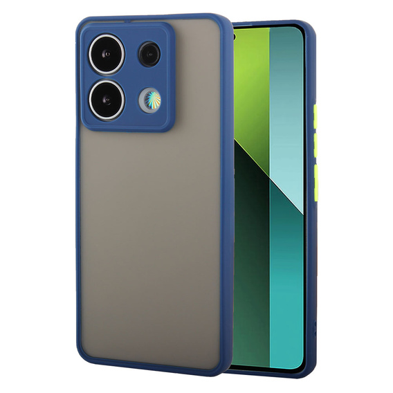Silicone case for Xiaomi Redmi Note 13 Pro 5G, with camera protection, transparent / blue + Tempered Glass 9H