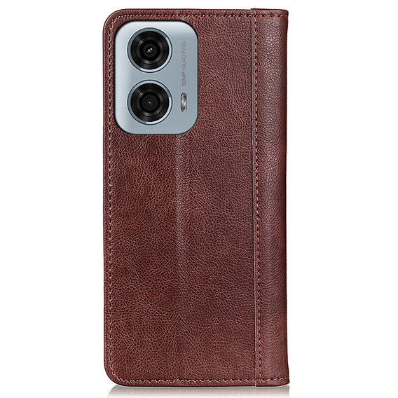 Case for Motorola Moto G24 / G24 Power / G04, Wallet Litchi Leather, brown