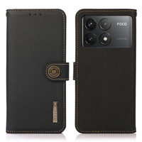 KHAZNEH RFID case for Xiaomi Poco F6 Pro, Litchi Texture, black