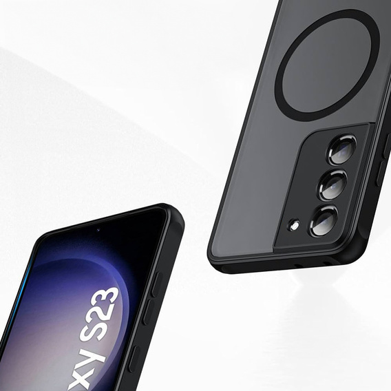 Case for Samsung Galaxy S23, for MagSafe, ERBORD Matt Case, black + Screen Glass