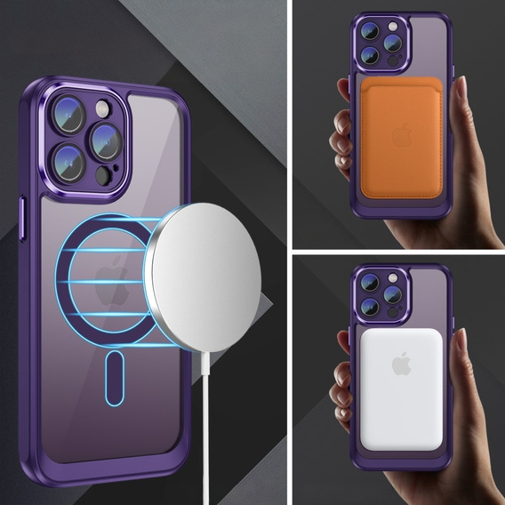 Case for iPhone 15 Pro, ERBORD Impact Guard, MagSafe, dark purple
