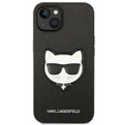 Karl Lagerfeld Case for iPhone 14 Plus, Saffiano Choupette Head Patch, black