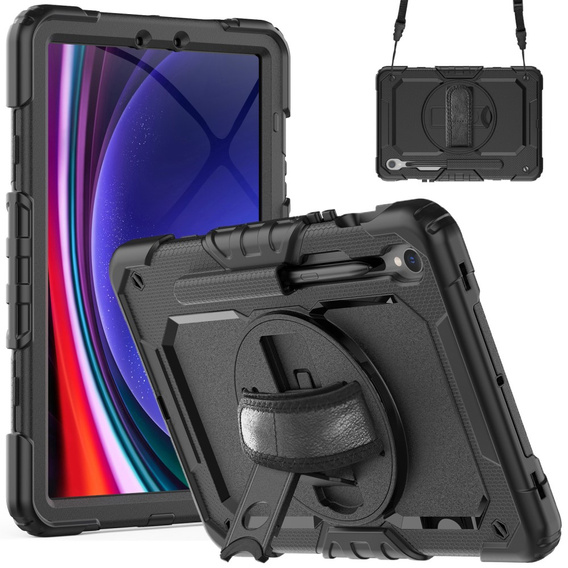 Armored Case for Samsung Galaxy Tab S10 Lite / S10 FE / S9 FE, protective 360 with stylus slot, black