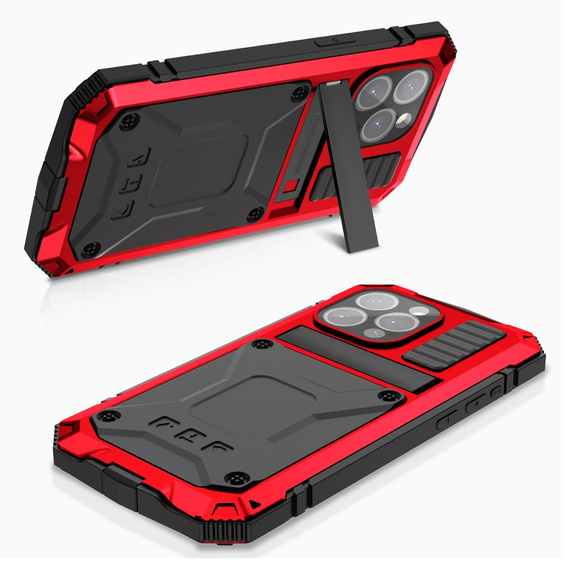 Case for iPhone 15 Pro Max, R-JUST, armoured, red / black