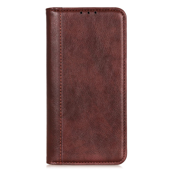 Case for Samsung Galaxy S25 Ultra, Wallet Litchi Leather, brown
