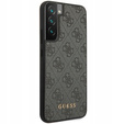 GUESS Case for Samsung Galaxy S23, 4G Metal Gold Logo, grey