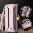 Case CASEME for Samsung Galaxy S25 FE, RFID Leather Wallet, with shoulder strap, pink