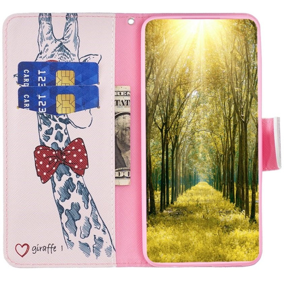 Flip case for Xiaomi Redmi Note 12 4G, Wallet, giraffe, pink