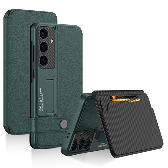 Flip case for Samsung Galaxy S25, GKK Card Slot Wallet, green