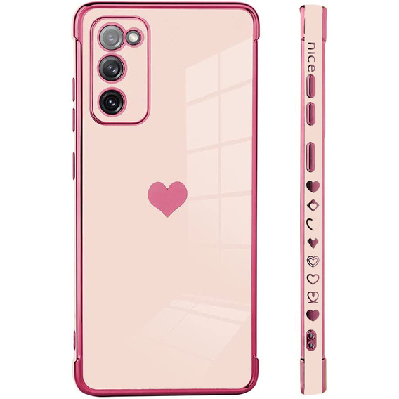 Case for Samsung Galaxy S20 FE, Electro heart, pink rose gold