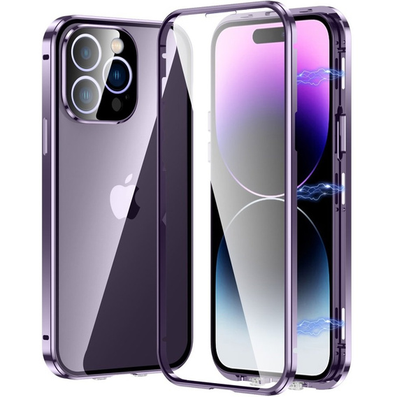 Case for iPhone 15 Pro Max, Magnetic Dual Glass, purple