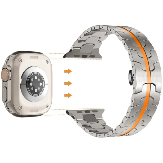 Stainless segments bracelet for Apple Watch 7/6/5/4/SE/3/2/1 45/44/42mm, Silver