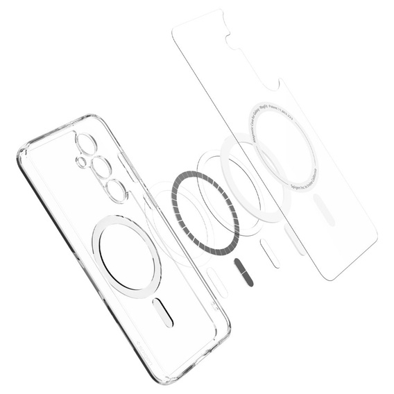 Spigen MagSafe Case for Samsung Galaxy S24 FE, Ultra Hybrid, transparent / white + 9H Tempered Glass