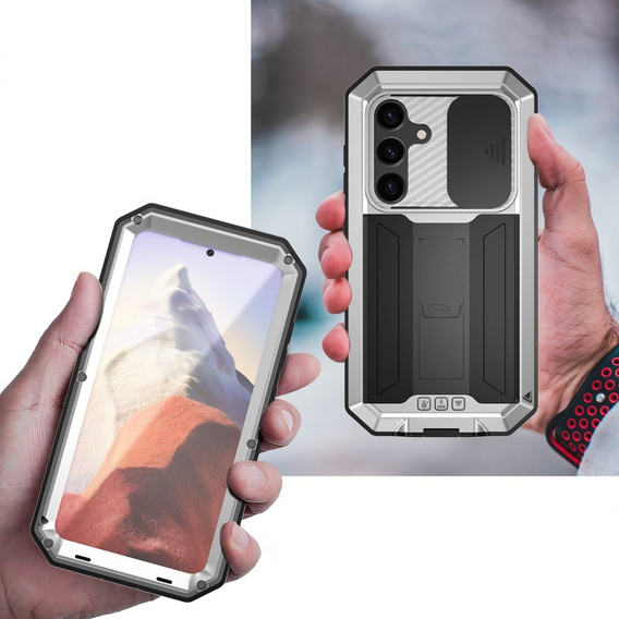 Armored case for Samsung Galaxy S25, R-JUST, silver