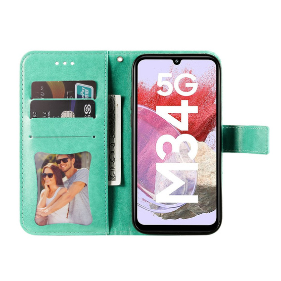 Flip case for Samsung Galaxy M34 5G, Mandala Flower, green