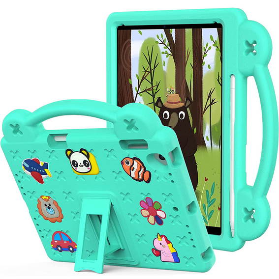 Children's case for iPad 9.7" 2018/2017 (6/5 gen.) / Pro 9.7" 2016, Cute Patterns, with stand, green