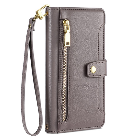 Flip case for Samsung Galaxy A25 5G, Wallet Zipper Pocket, grey