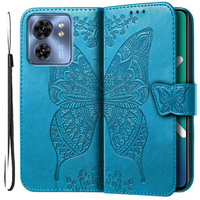 Flip case for Motorola Edge 40, Butterfly, blue