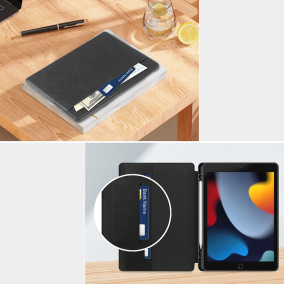 Case for iPad 10.2 2021 / 2020 / 2019, Business Card and Pen Slot, black