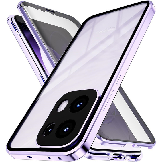 Case for Oppo Reno 13 Pro, Magnetic Dual Glass, purple