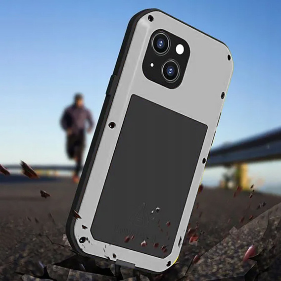 Love Mei Case for iPhone 13 Mini, armored with glass, silver