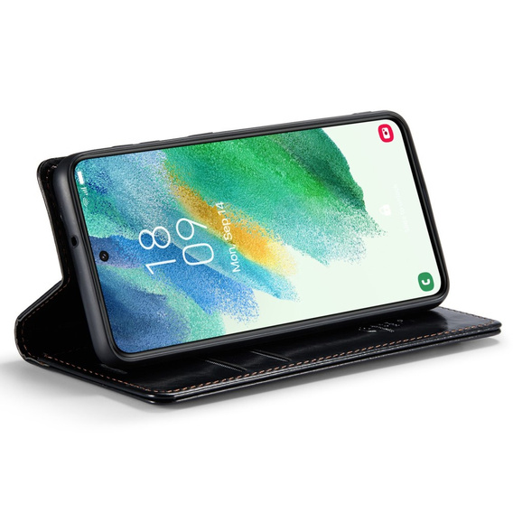 CASEME flip case for Samsung Galaxy S21 FE, Waxy Textublack, black