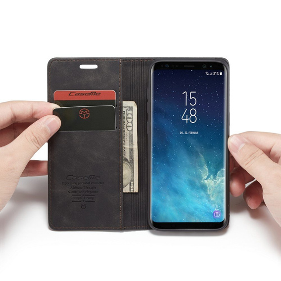 CASEME case for Samsung Galaxy S8, Leather Wallet Case, black