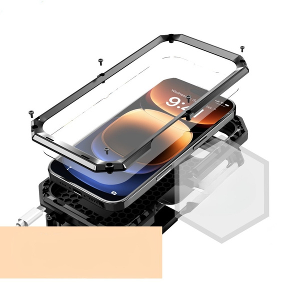 Case for iPhone 16 Pro, R-JUST CamShield Slide, armoured, black