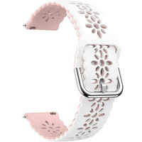 Universal 20mm Soft Hollowed-out Silicone Strap, white/pink