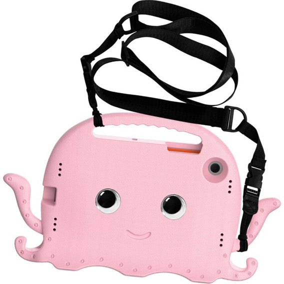 Children's case for Samsung Galaxy Tab A8 10.5, with handle, octopus, pink