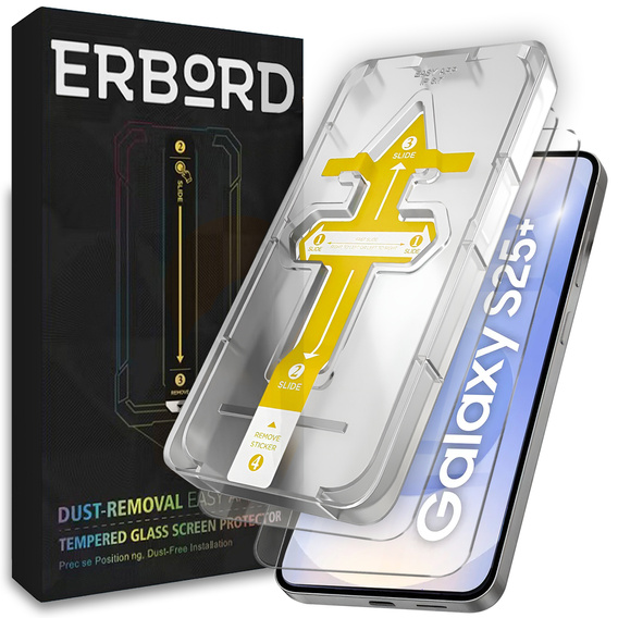 2x Tempered Glass for Samsung Galaxy S24+ Plus / S25+ Plus, ERBORD Easy App 9H Screen Protector