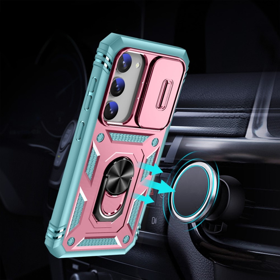 Case for Samsung Galaxy S23, CamShield Slide, pink / green