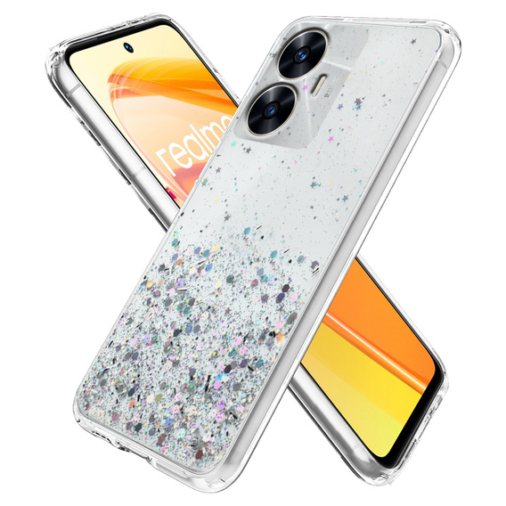 Case for Realme C55, Glittery, transparent