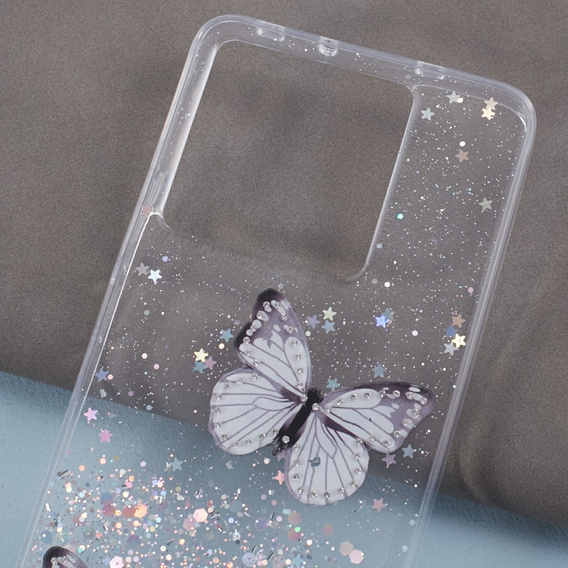 Case for Xiaomi 13T / 13T Pro / Redmi K60 Ultra, Glitter Butterfly, white