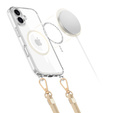 Case with lanyard for iPhone 16, ERBORD MagSafe, transparent + Glass for screen