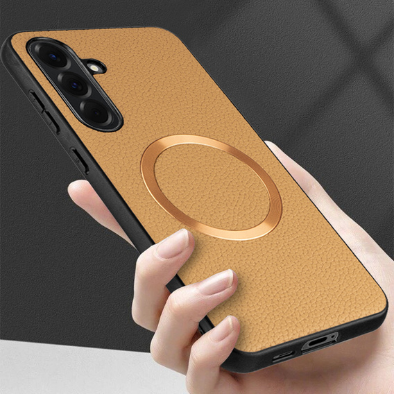 Case for Samsung Galaxy A56 5G, Leather Hybrid MagSafe, gold