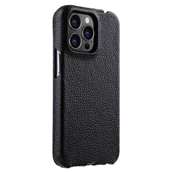 MELKCO flip case for iPhone 15 Pro, leather, flip, black
