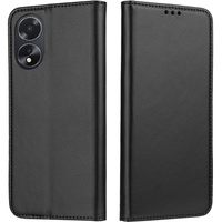 Flip case for Oppo A18 4G / A38 4G, Smart Magnetic, black + 9H glass