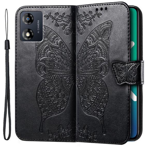 Flip case for Motorola Moto E13, Butterfly, black